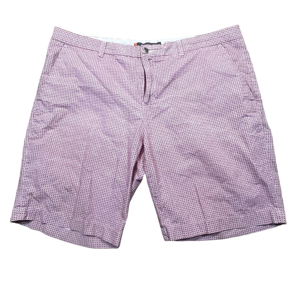 Ben Sherman Shorts 38 Pink Geometric Pattern Chino Preppy Summer